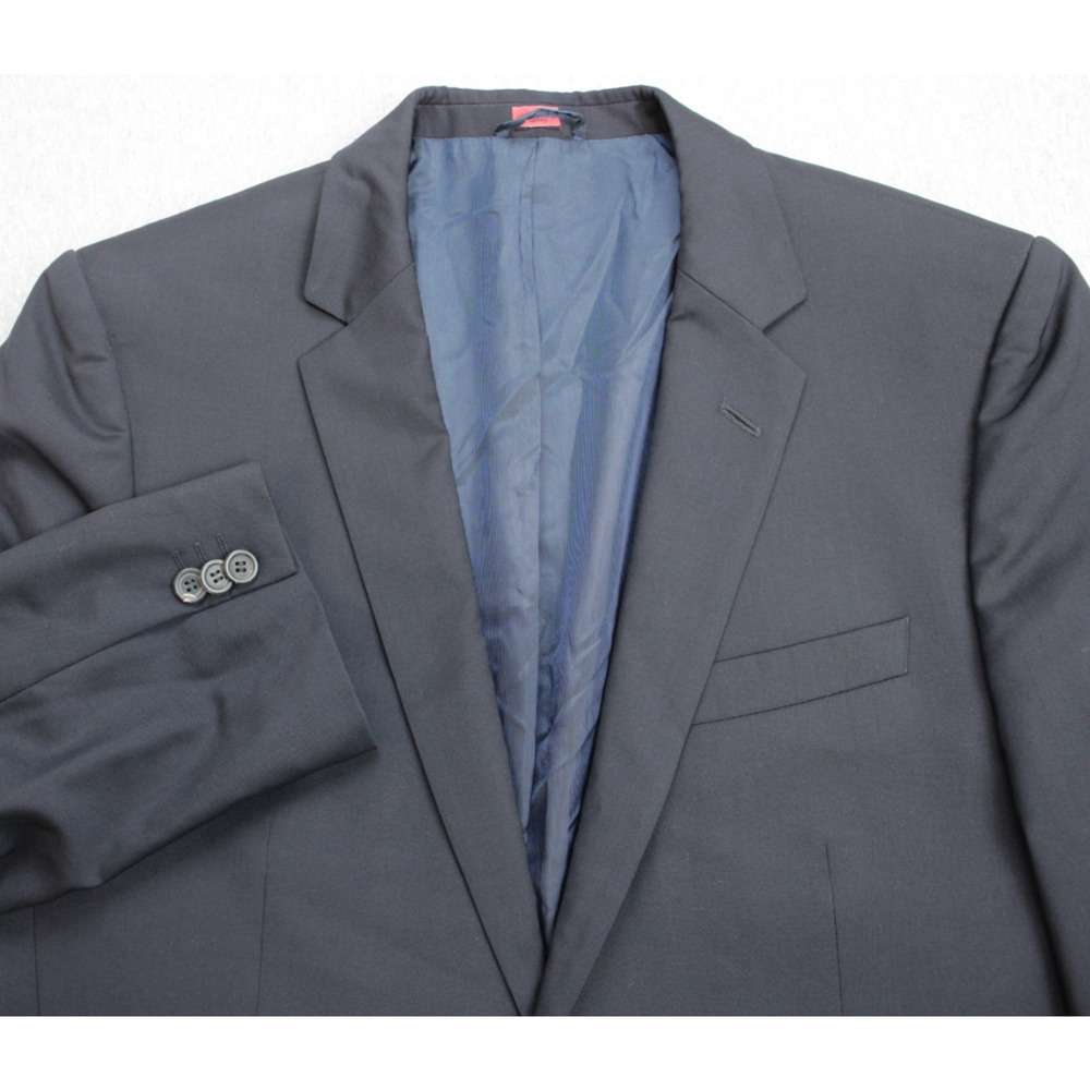 Hugo Boss Blazer Mens‎ 42R Navy Blue 100% Wool 2 Buttons Lined Notch Label